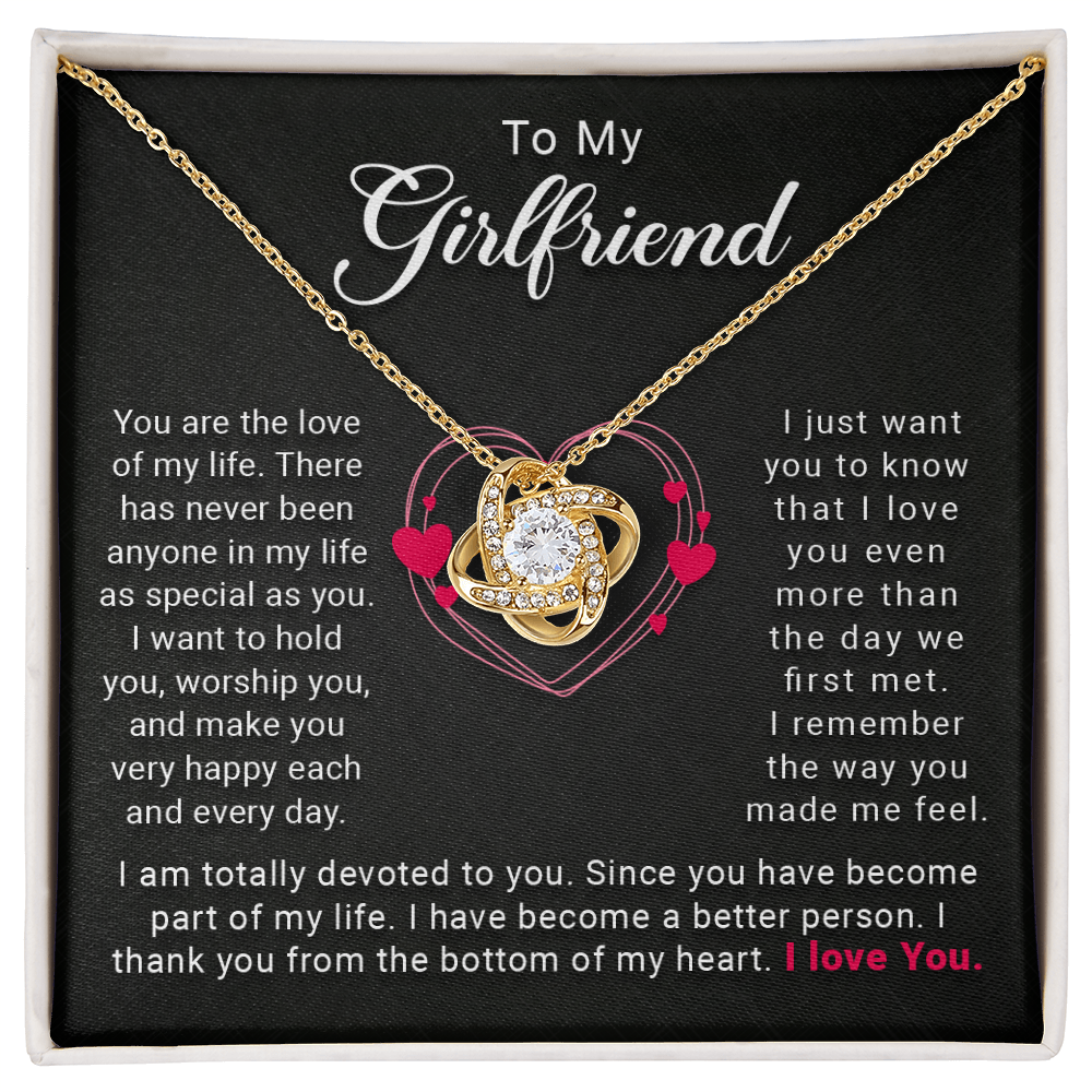 To My Girlfriend, You Are the Love of My Life – Love Knot Necklace, A Heartfelt Valentine's Day Gift to Express My Devotion and Eternal Love