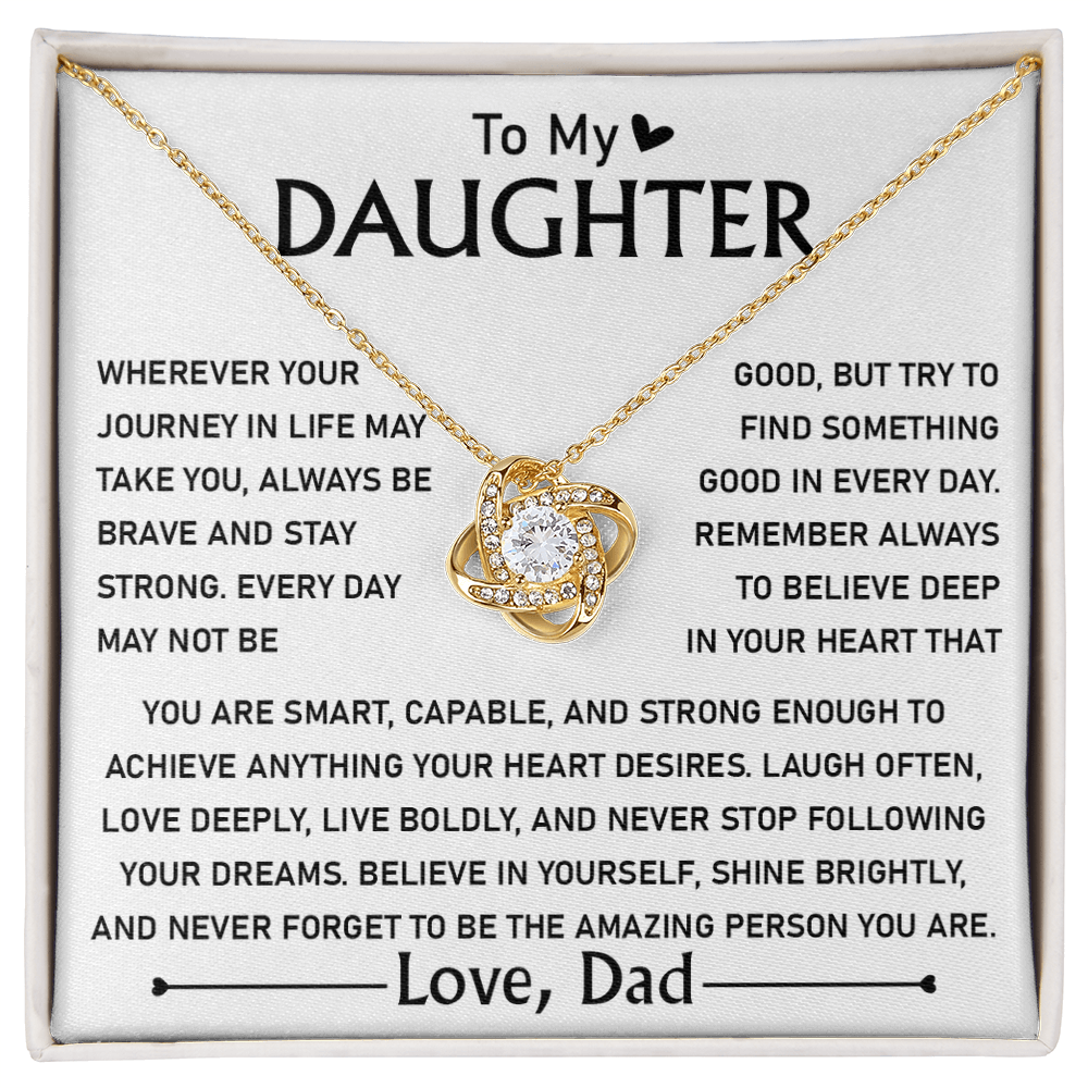 To My Daughter  Love Knot Necklace Gift With Heartfelt Message Card