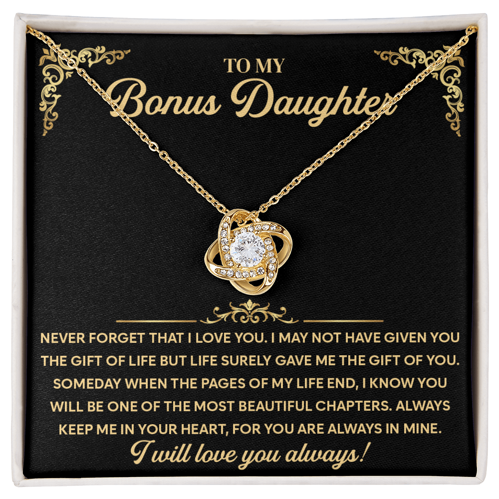 Love Knot Necklace for Bonus Daughter - You Make Me Proud in So Many Ways