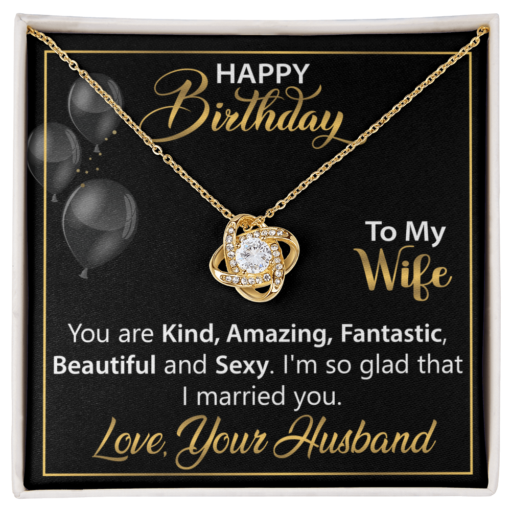 Unique Jewelry Gift for Wife – Love Knot Necklace with Heartfelt Message, A Birthday Keepsake from Husband