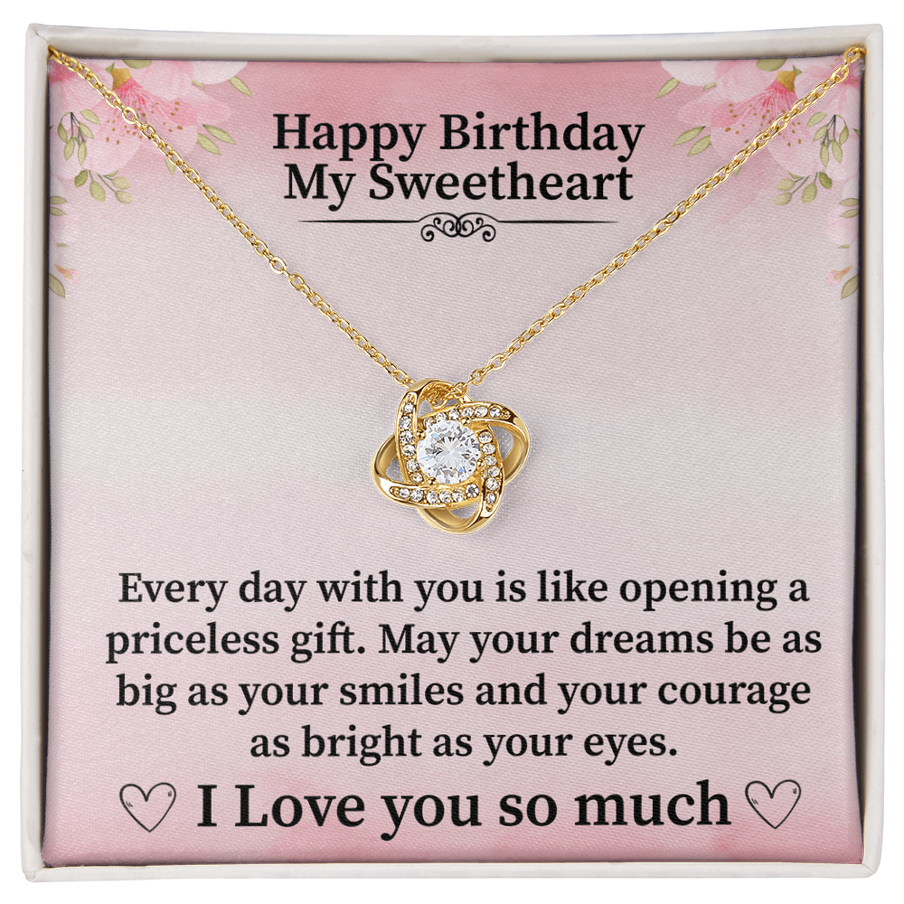 Love Knot Necklace for Wife – Elegant Birthday Keepsake Gift with a Touching Message from Husband