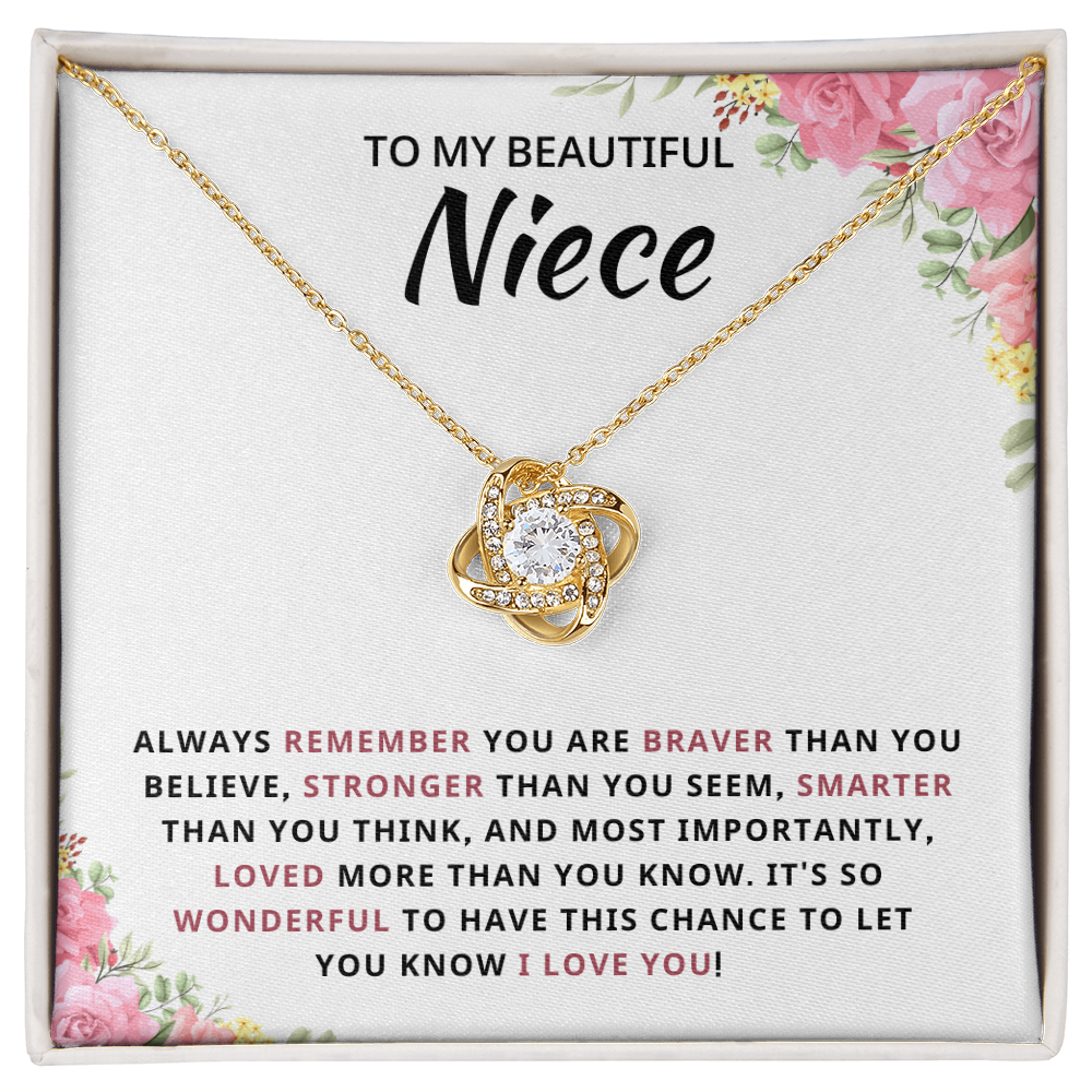 To My Beautiful Niece - Keep Me in Your Heart - Love Knot Necklace