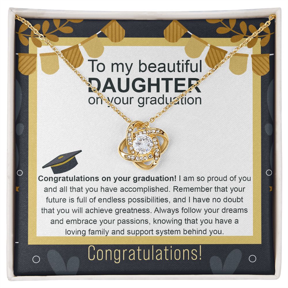 To My Daughter | Congratulations on Your Graduation, Love Knot Necklace Inspirational Gifts For Girls