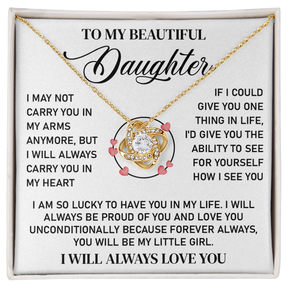 Gift for Sweet Daughter - I Am So Lucky to Have You in My Life - Love Knot Necklace