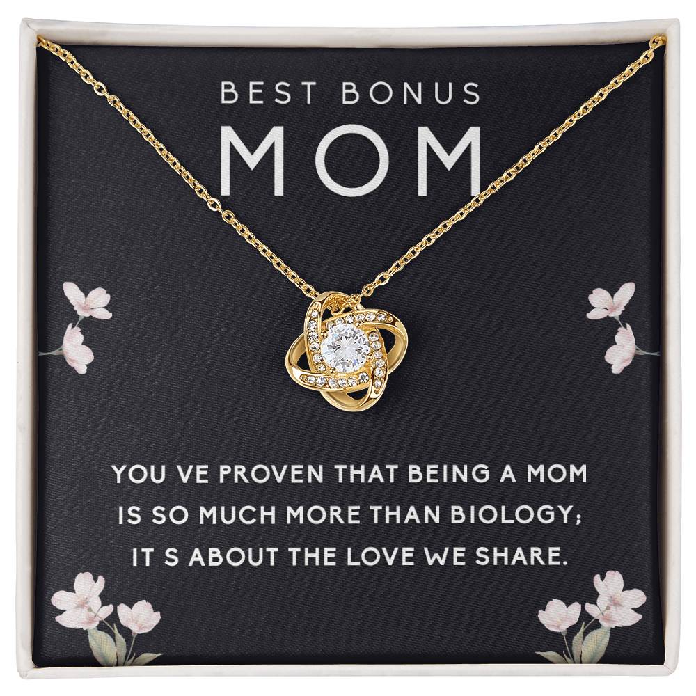 Best Bonus Mom Love Knot Necklace, Meaningful Jewelry Gift to Celebrate the Bond We Share, Perfect for Mother's Day & Special Occasions