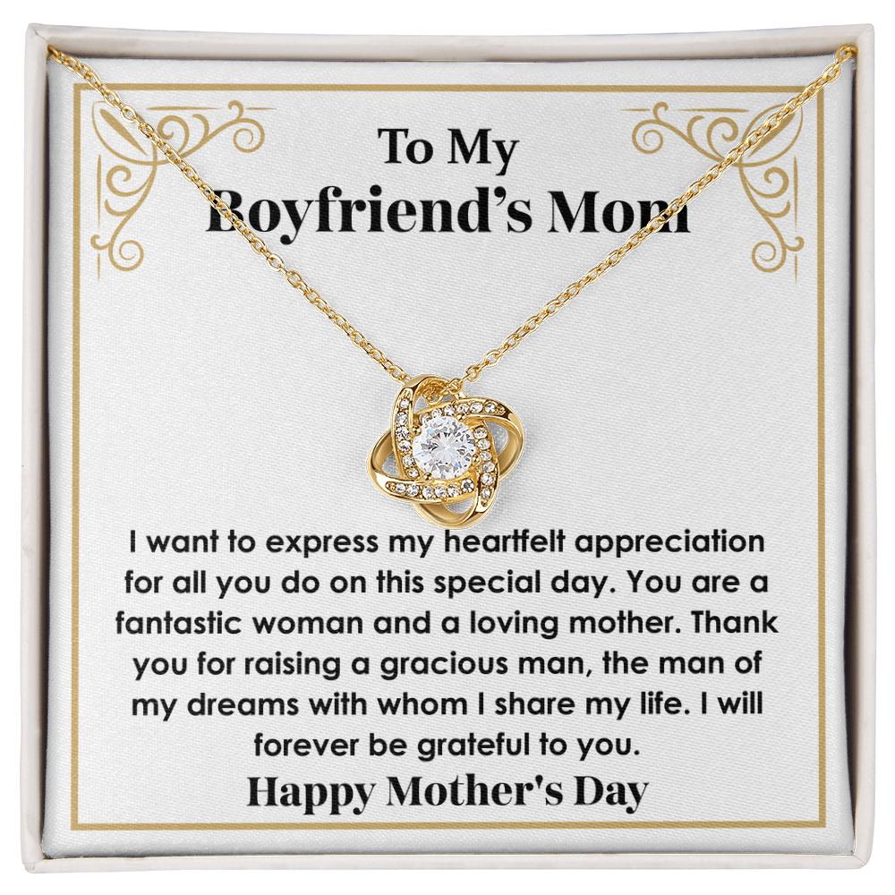 Gift for Boyfriend's Mom – Stunning Love Knot Necklace with Gift-Ready Box, Best Gift for My Boyfriend's Mom