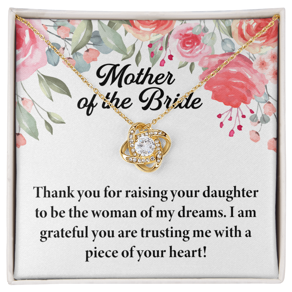 Elegant Love Knot Necklace – Best Gift for Mother of the Bride, Heartfelt Wedding Jewelry for Mom