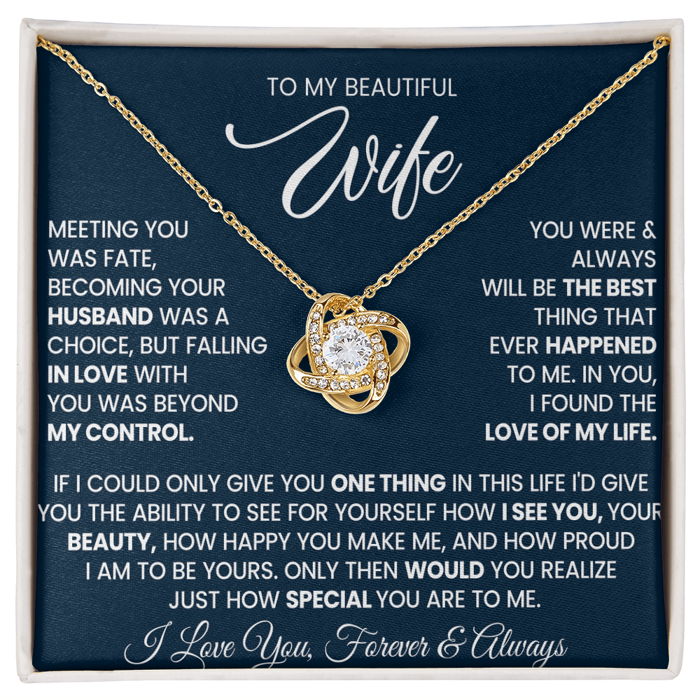 To My Wife - I Love You Forever & Always - Love Knot Necklace