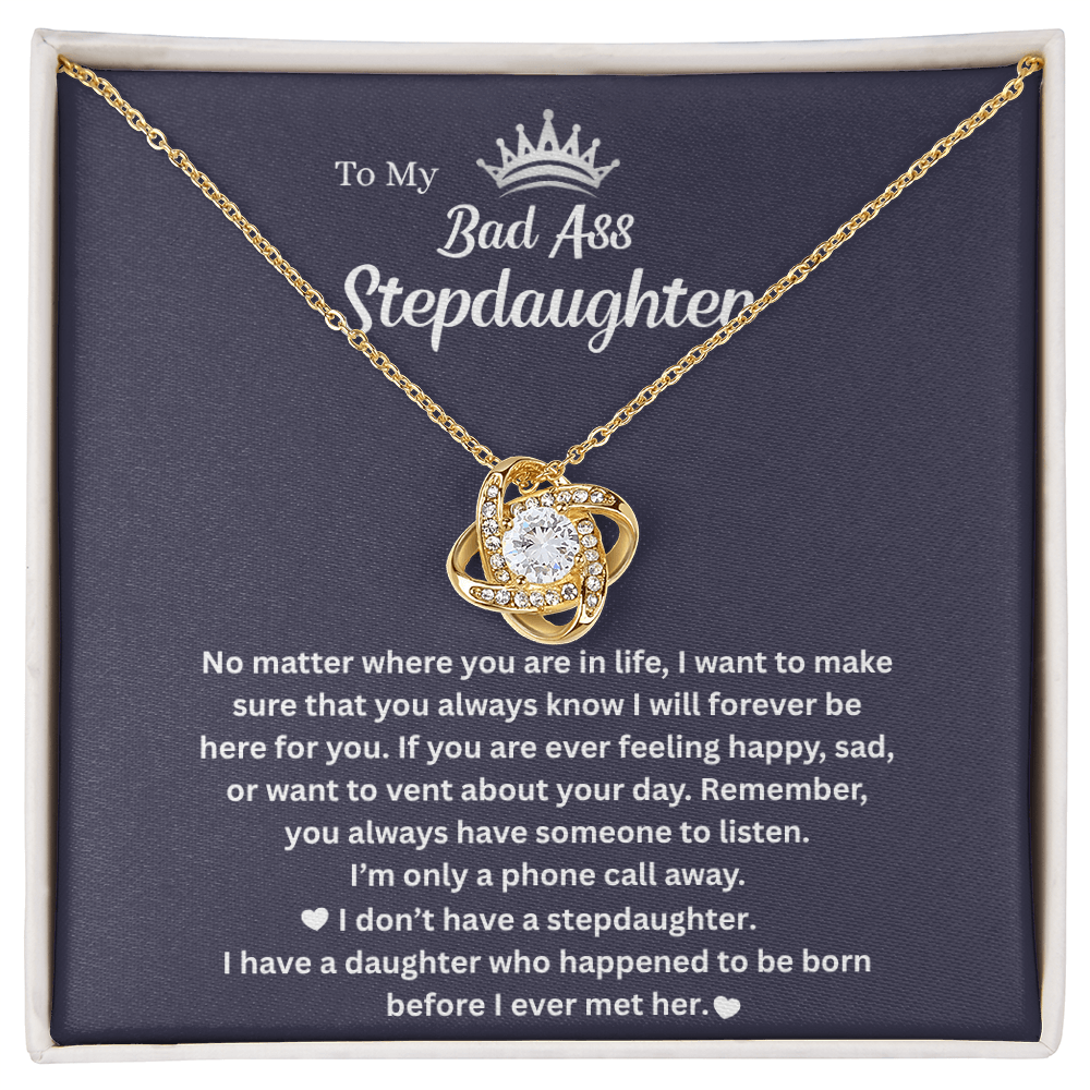 To My Badass Stepdaughter - Love Knot Necklace With Heartfelt Message Card