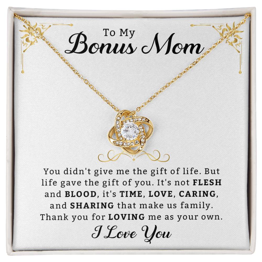 To My Cherished Bonus Mom Necklace, Love Knot Jewelry, Meaningful Gift for Mother's Day & Special Occasions