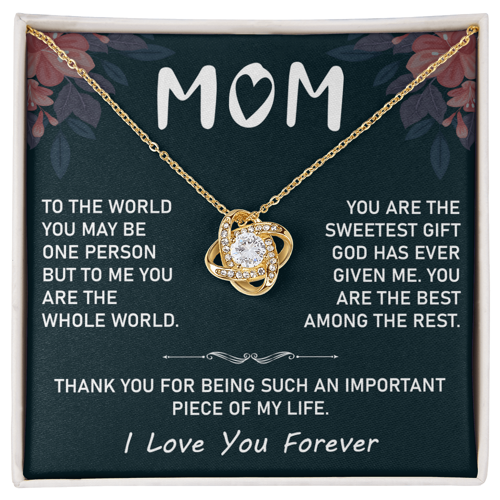 To My Mom Necklace – Stunning Love Knot Design, Thoughtful New Mom Gift from Son