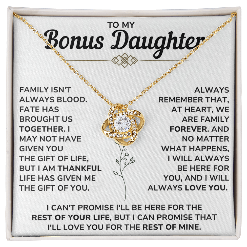 To My Bonus Daughter - Hold This Beautiful Necklace Close to Feel My Love