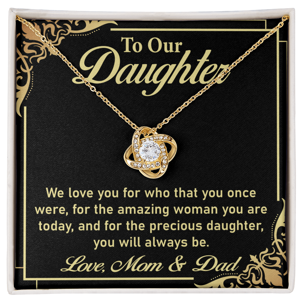 To My Daughter – Elegant Love Knot Necklace Gift from Mom