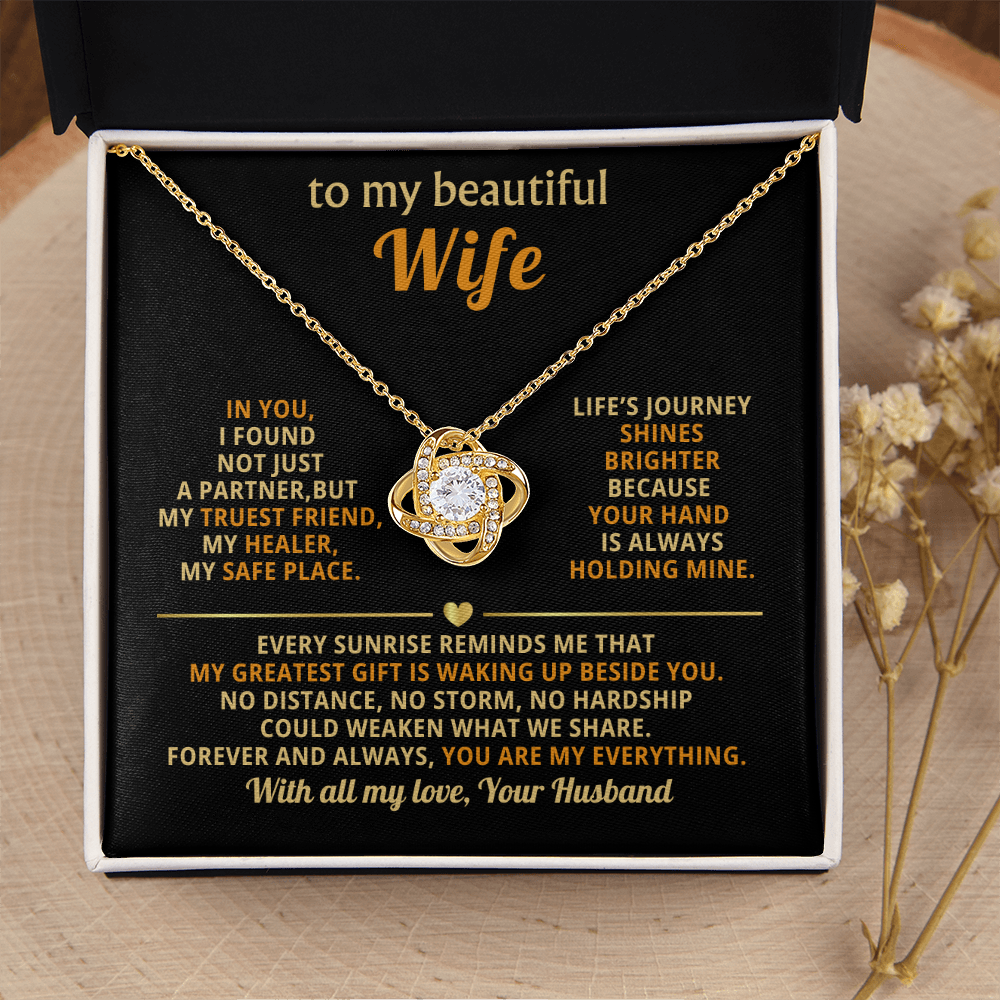 To My Beautiful Wife - You Are My Everything - Love Knot Necklace