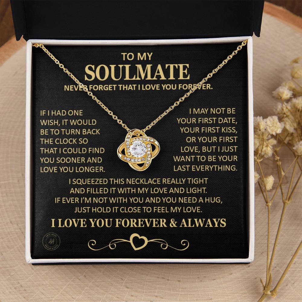 Gift for Soulmate "If I Had One Wish" Gold Knot Necklace