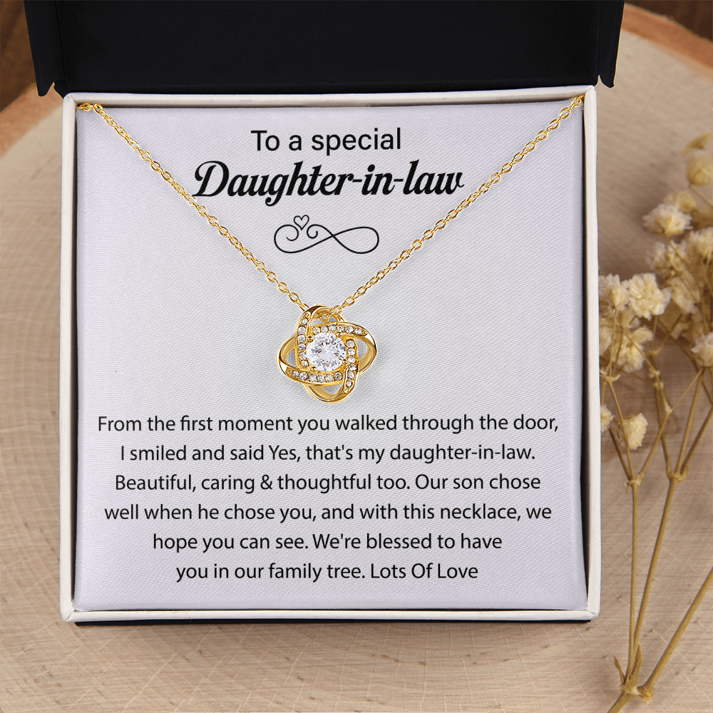 To My Daughter-in-law, We Both Love the Same Man, Love Knot Necklace
