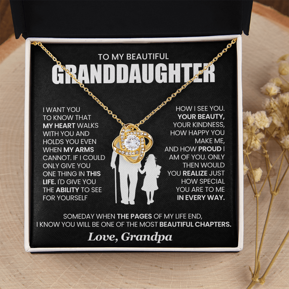 To My Beautiful Granddaughter - I Am Proud of You - Love Knot Necklace