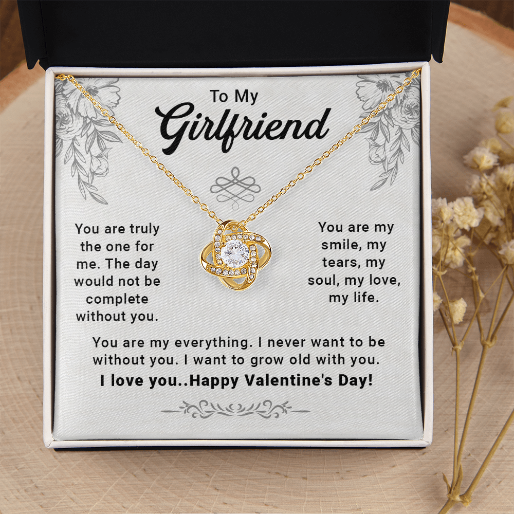 To My Girlfriend, You Are Truly the One for Me – Love Knot Necklace, A Meaningful Valentine's Day Gift to Show My Endless Love for You