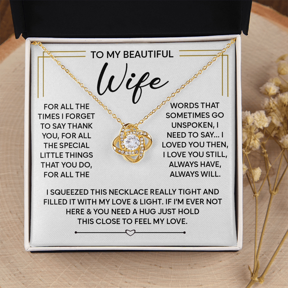 To My Beautiful Wife - You Make My Heart Truly Happy - Love Knot Necklace