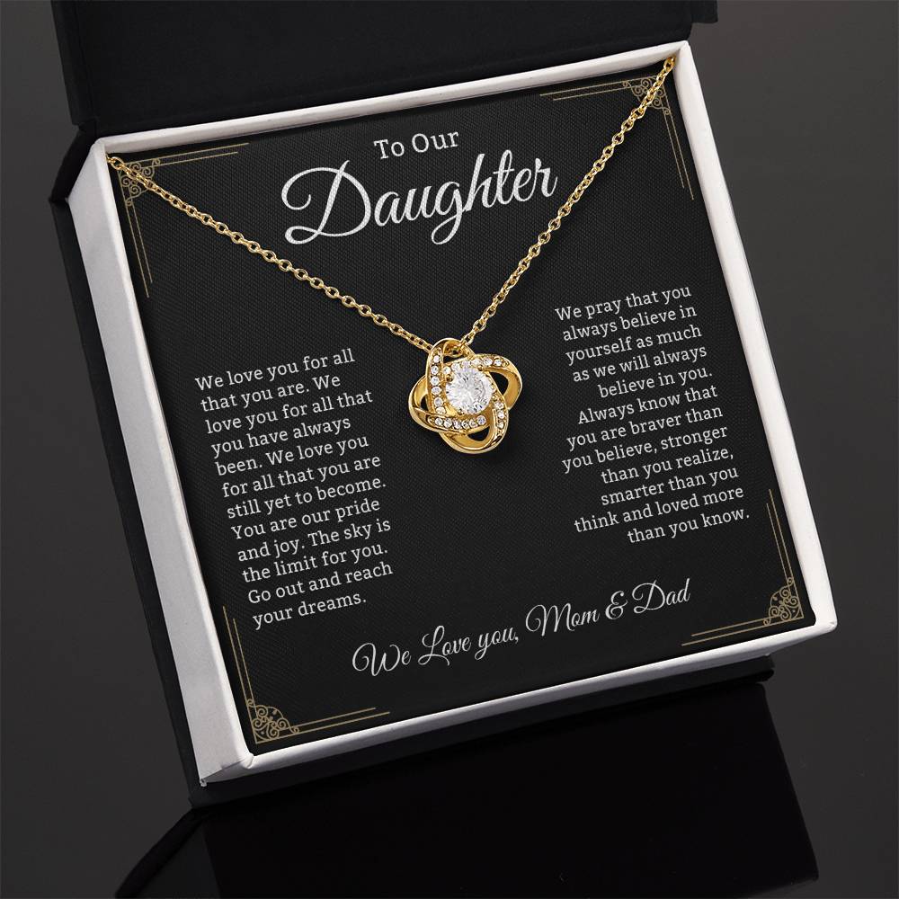 Daughter Necklace From Mom or Dad, Daughter Gift, Love Knot Necklace Gift For Daughter, Necklace Gift For Daughter, Daughter Necklace From Parents