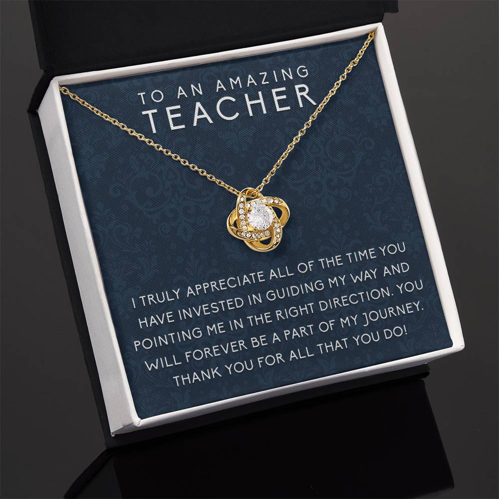 Gifts for Teacher, Stainless Steel Love Knot Necklace, Thankful Gift for Teachers, Necklace Jewelry for Her