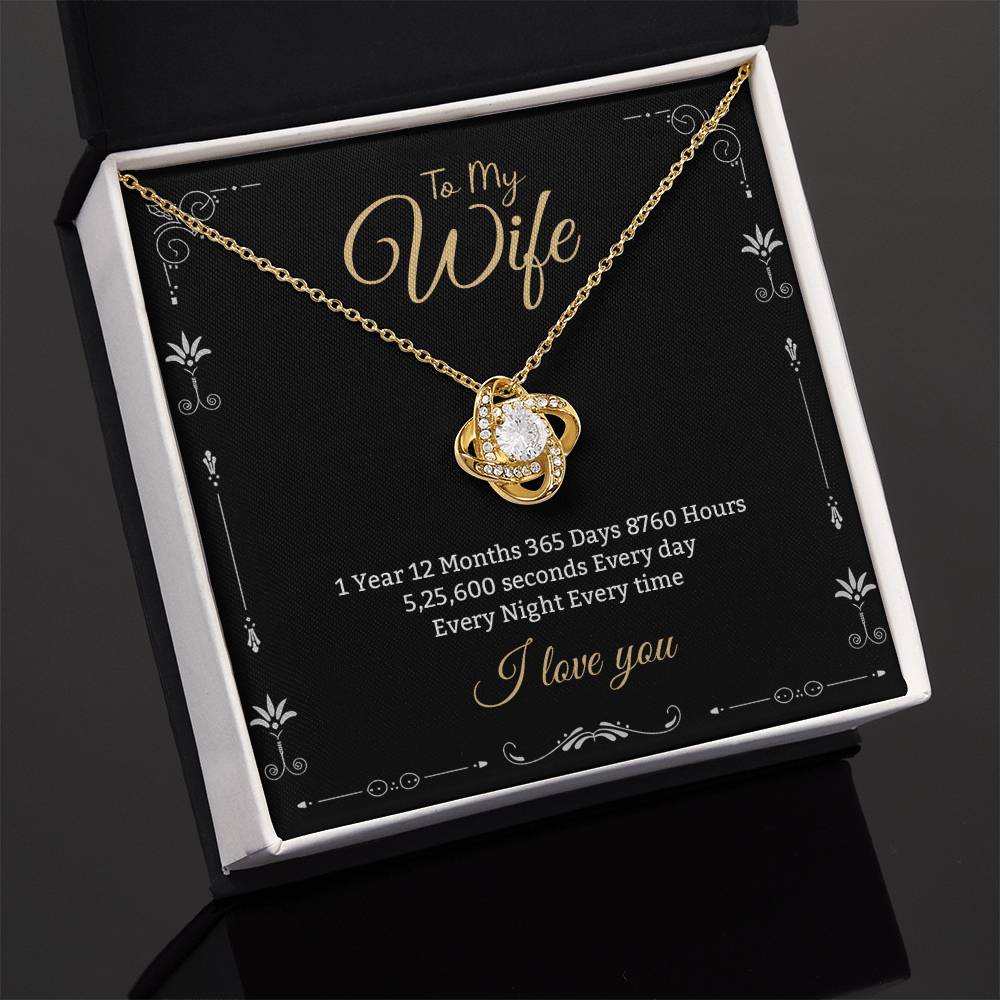 Wife Necklace from Husband - Elegant Jewelry for Wedding Anniversary, Birthday, or Christmas Gift - Love Knot Necklace with Message Card and Gift Box