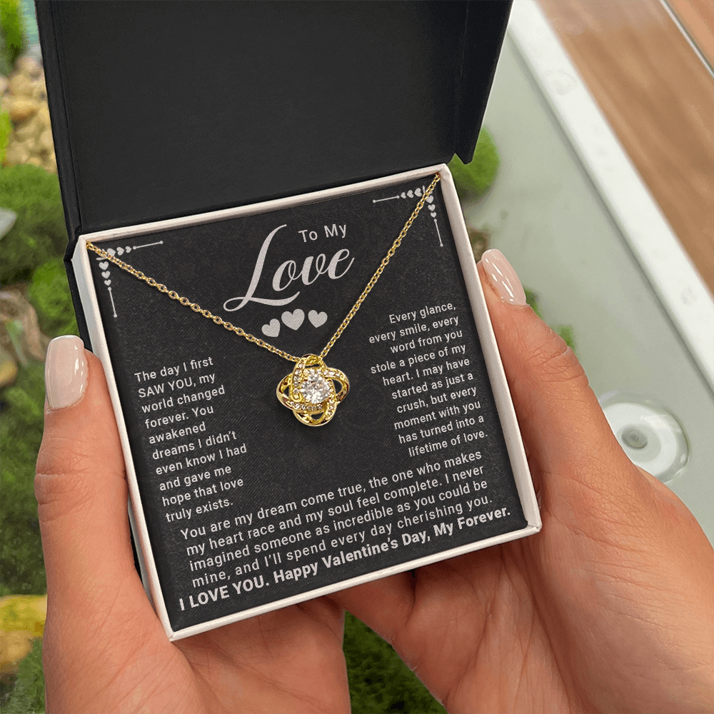 To My Love, The Day I First Saw You – Love Knot Necklace, A Dream Come True Gift to Celebrate Our Lifetime of Love | Perfect Valentine's Day Gift for Her