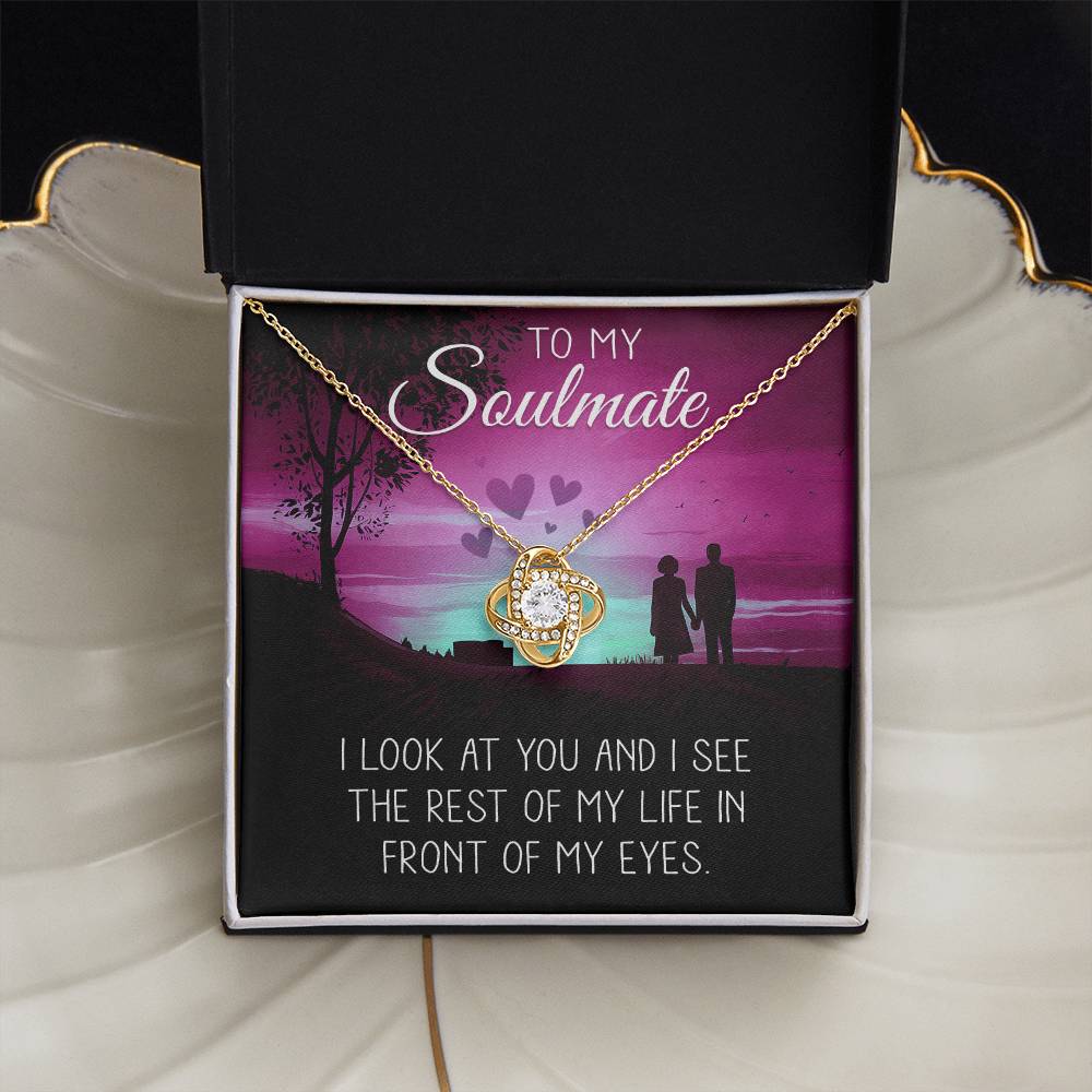 To My Soulmate Necklace Gift for Her - Love Knot Jewelry with Heartfelt Message Card and Gift Box - Anniversary, Valentine's Day, Birthday Gift for Wife or Girlfriend