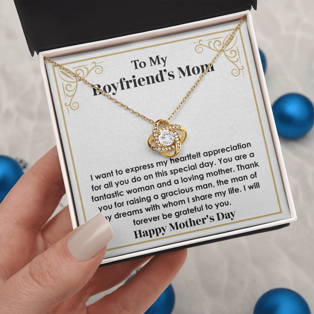 Gift for Boyfriend's Mom – Stunning Love Knot Necklace with Gift-Ready Box, A Thoughtful & Elegant Present