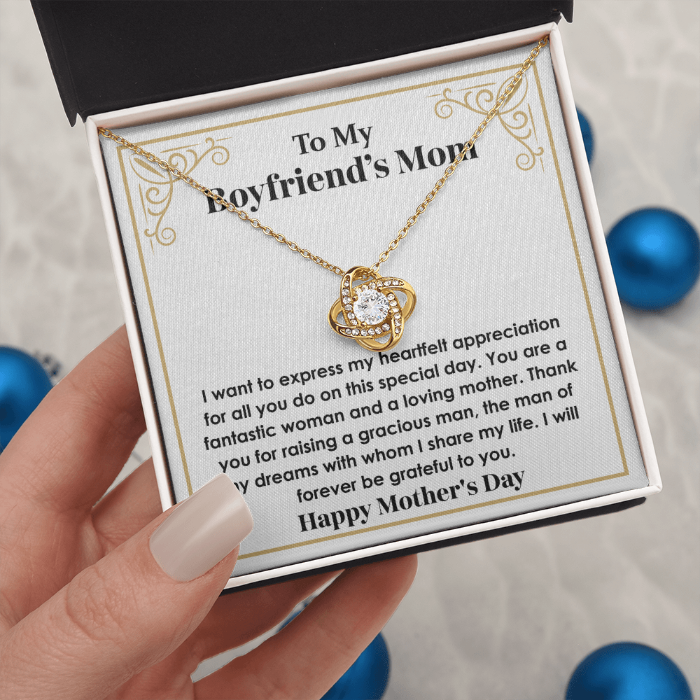 Gift for Boyfriend's Mom – Stunning Love Knot Necklace with Gift-Ready Box, Best Gift for My Boyfriend's Mom