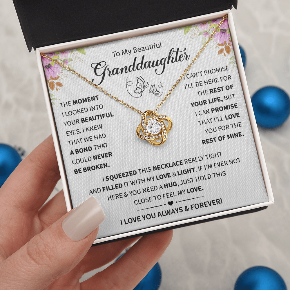 To My Beautiful Granddaughter Love Knot Necklace With Gift Box