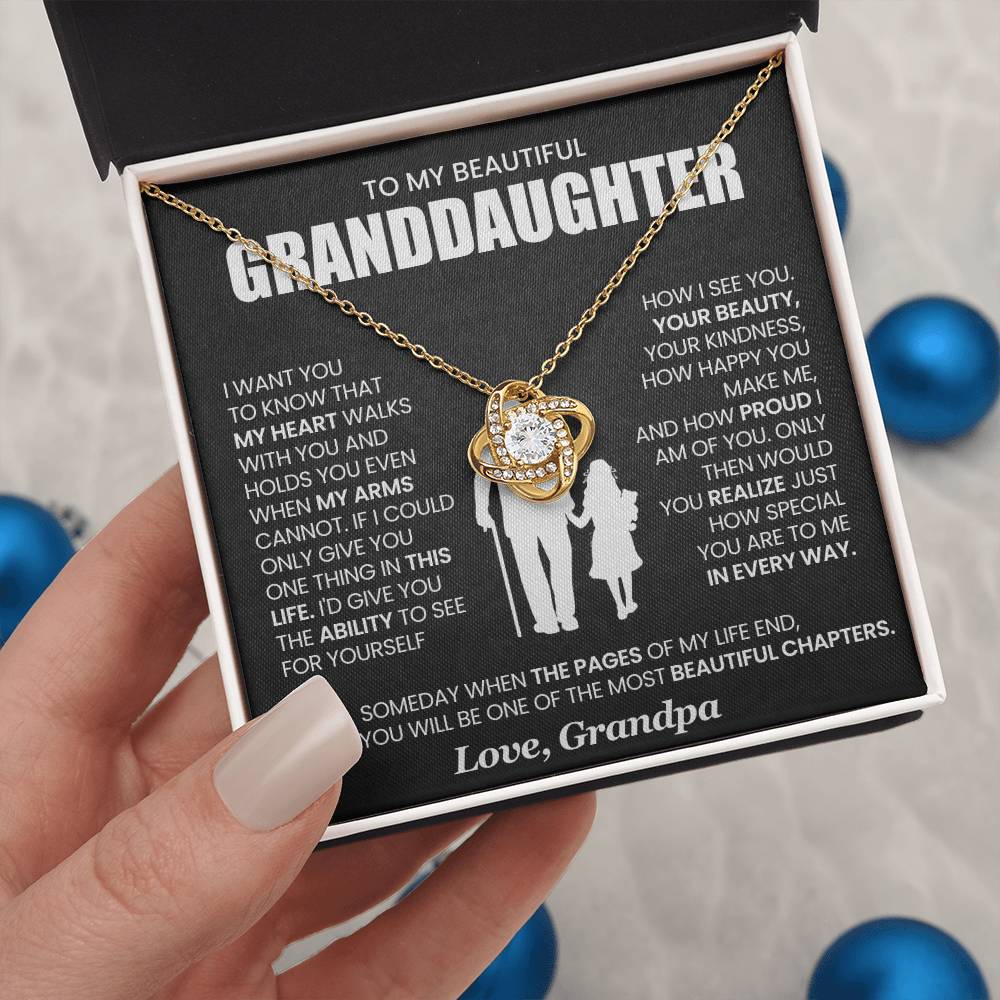 To My Beautiful Granddaughter - I Am Proud of You - Love Knot Necklace