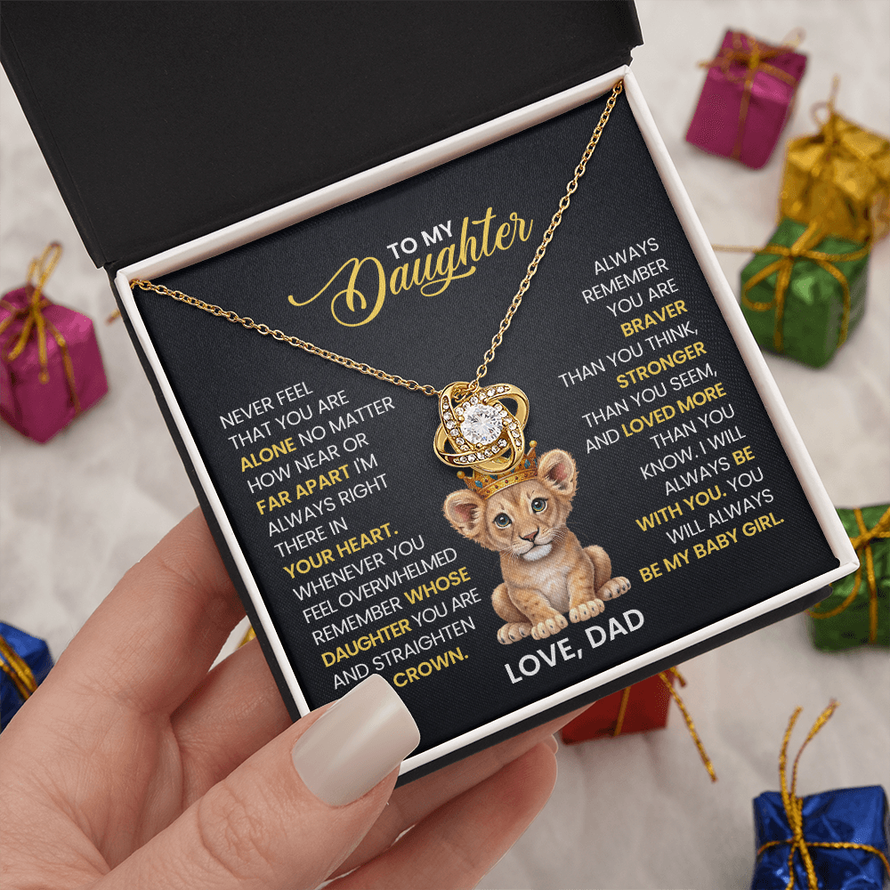 To My Daughter - You Are Braver and Stronger - Love Knot Necklace