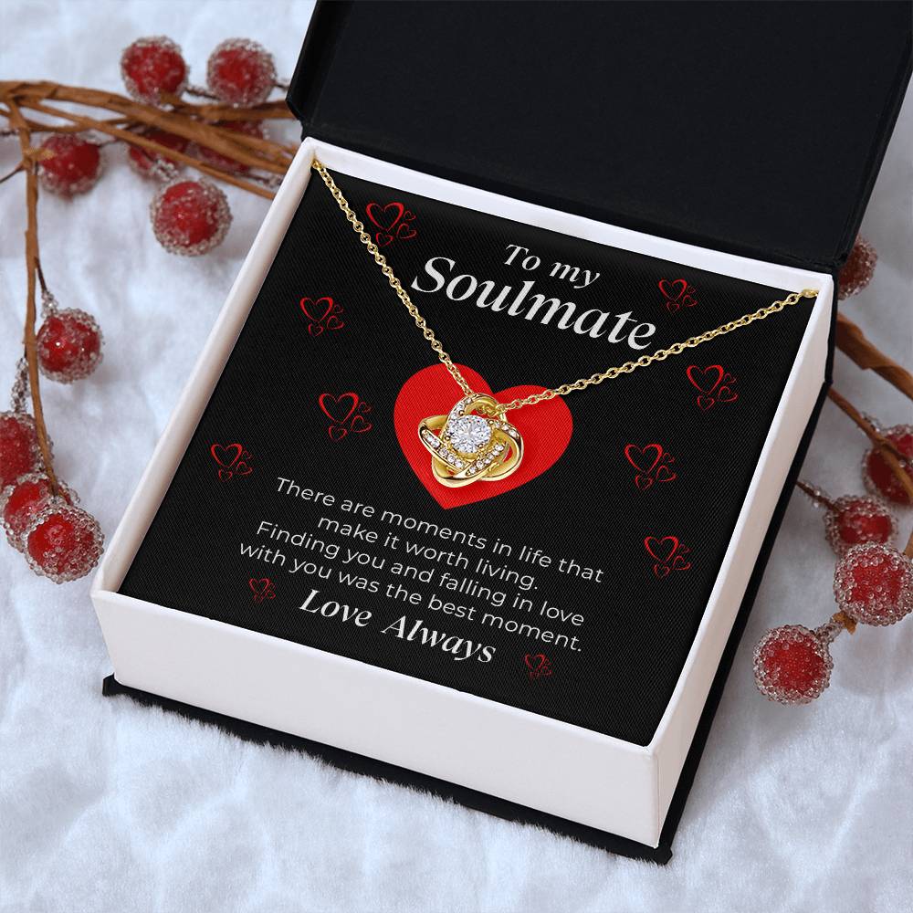 To My Soulmate Love Knot Necklace - Thoughtful Gift for Wife, Girlfriend, or Partner - Anniversary, Wedding, Valentine's Day Present