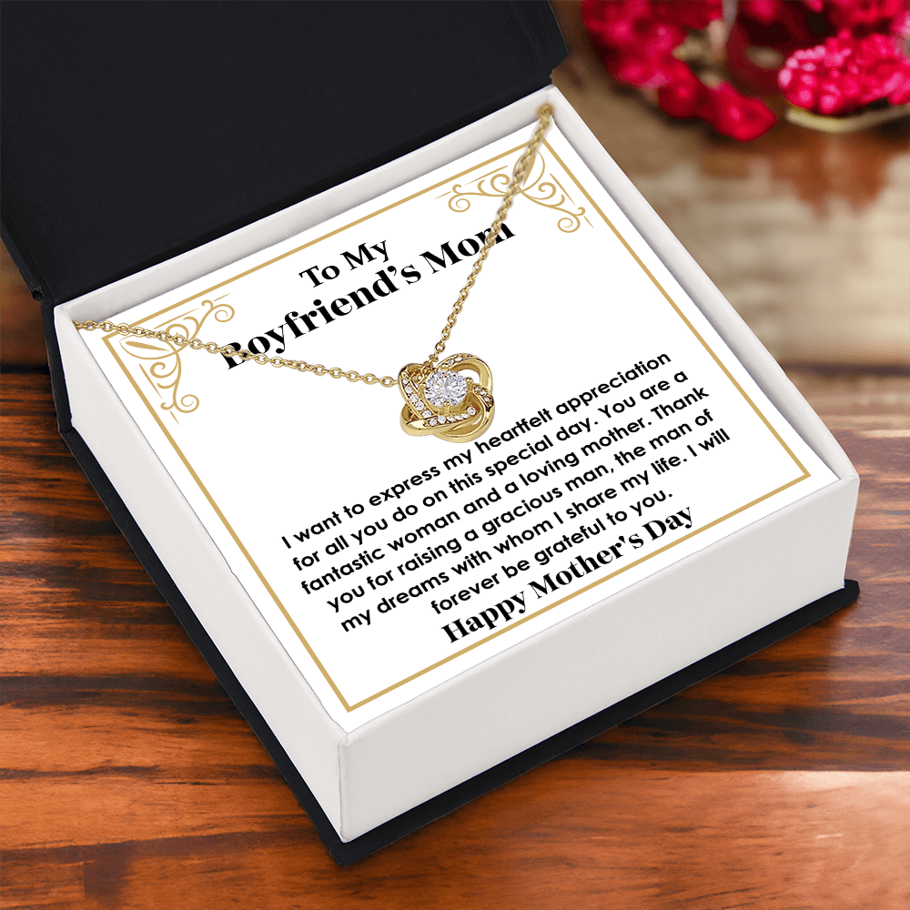 Gift for Boyfriend's Mom – Stunning Love Knot Necklace with Gift-Ready Box, Best Gift for My Boyfriend's Mom