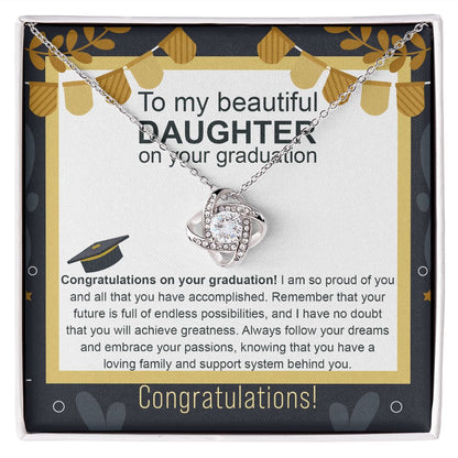 To My Daughter | Congratulations on Your Graduation, Love Knot Necklace Inspirational Gifts For Girls