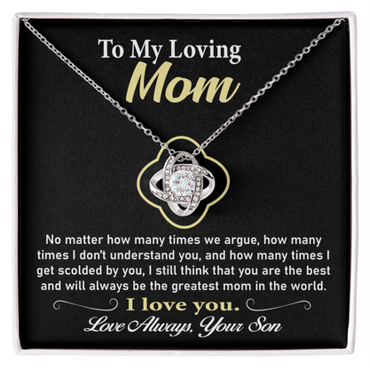 To My Mom Necklace – Thoughtful Love Knot Jewelry, A Special Gift from Son