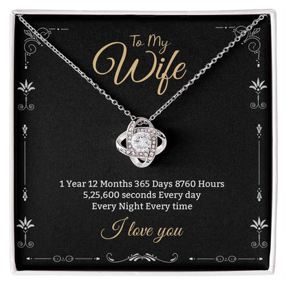 Wife Necklace from Husband - Elegant Jewelry for Wedding Anniversary, Birthday, or Christmas Gift - Love Knot Necklace with Message Card and Gift Box