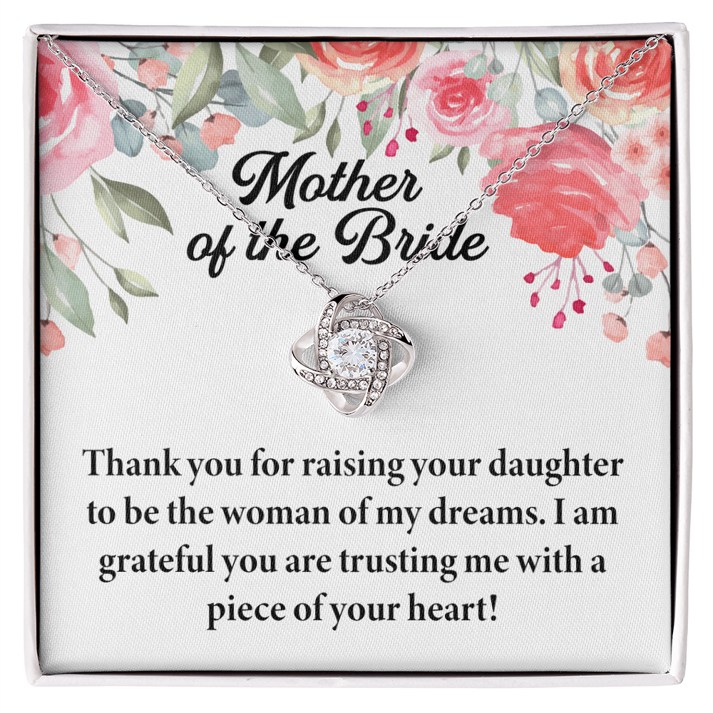 Elegant Love Knot Necklace – Best Gift for Mother of the Bride, Heartfelt Wedding Jewelry for Mom