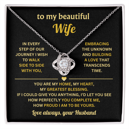 To My Wife - I Can Feel Your Soul Inside of Mine - Love Knot Necklace