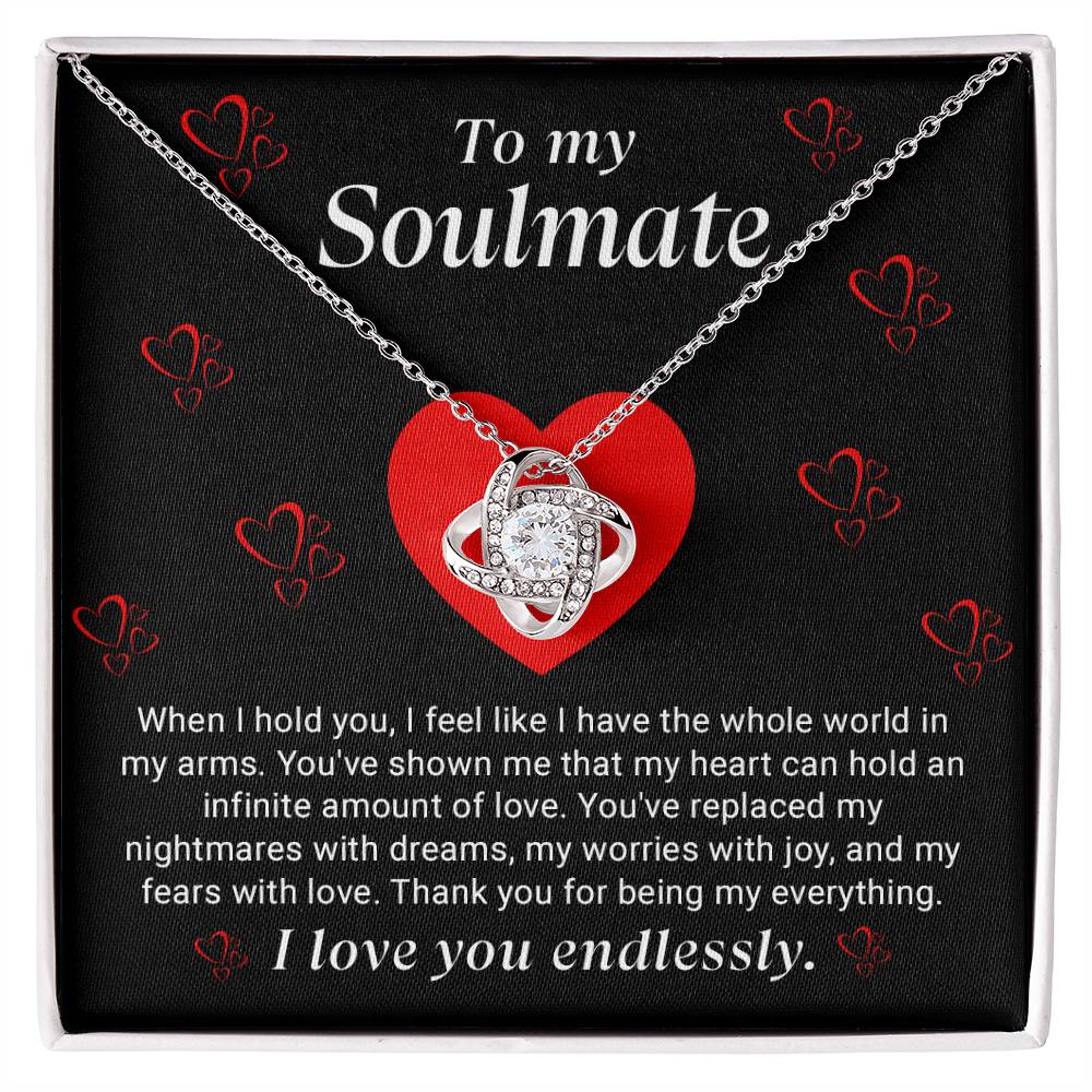 To My Soulmate Love Knot Necklace - Heartfelt Jewelry Gift for Wife or Girlfriend - Perfect for Anniversaries and Valentine's Day