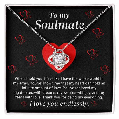 To My Soulmate Love Knot Necklace - Heartfelt Jewelry Gift for Wife or Girlfriend - Perfect for Anniversaries and Valentine's Day