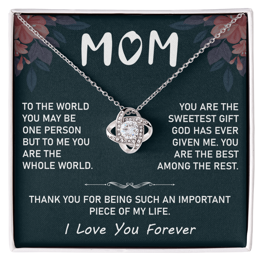 To My Mom Necklace – Stunning Love Knot Design, Thoughtful New Mom Gift from Son