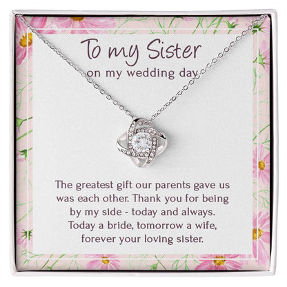 Sterling Silver Cubic Zirconia Love Knot Pendant Necklace for Women, Graduation Birthday Christmas Jewelry Gifts for Sister