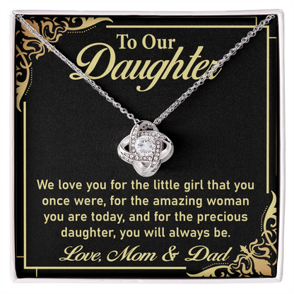 To My Amazing Daughter Necklace – Elegant Love Knot Necklace, A Cherished Gift from Mom