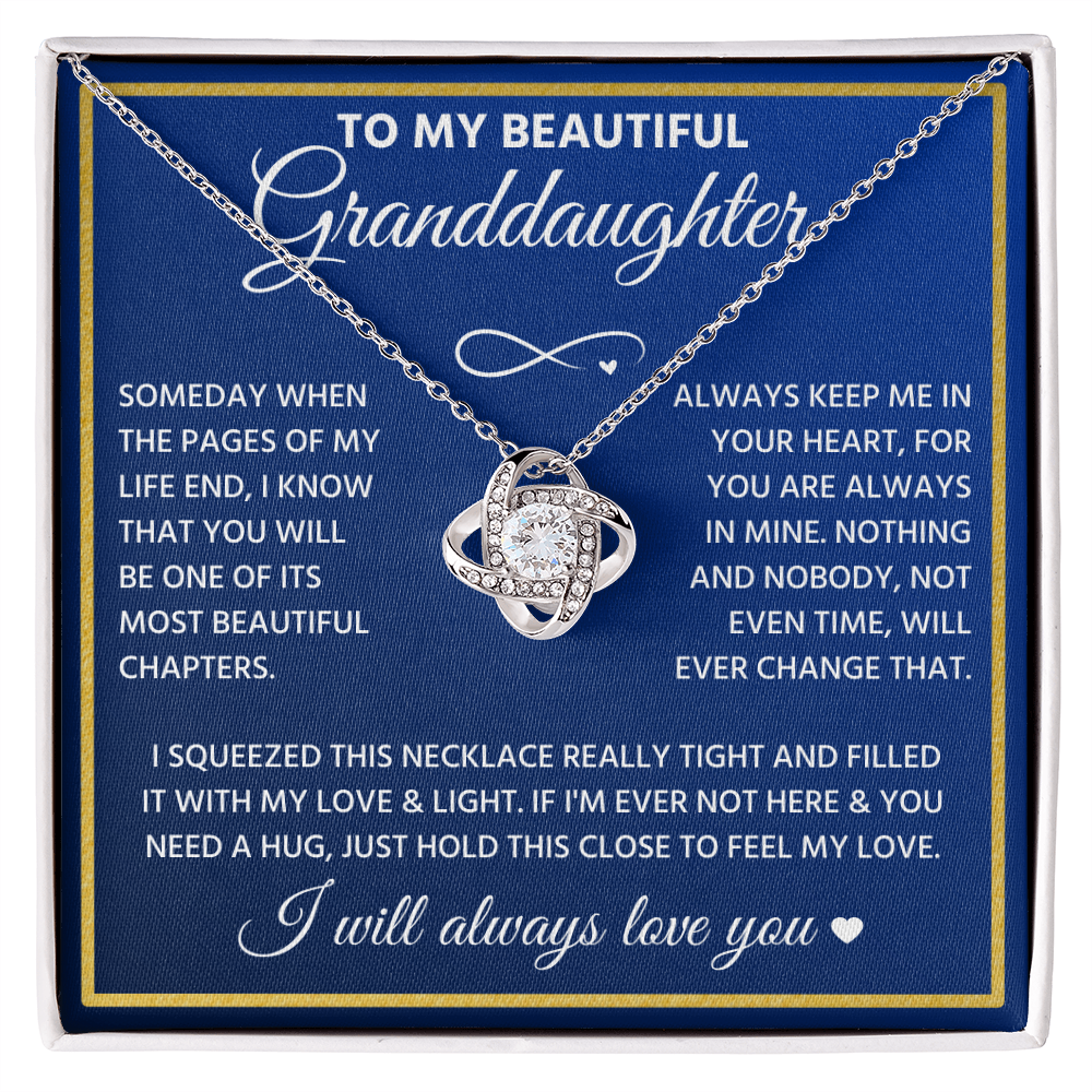 To My Granddaughter - Feel My Love - Love Knot Necklace