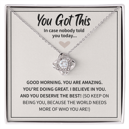 You Got This - Best Friend Necklace, Love Knot Necklace