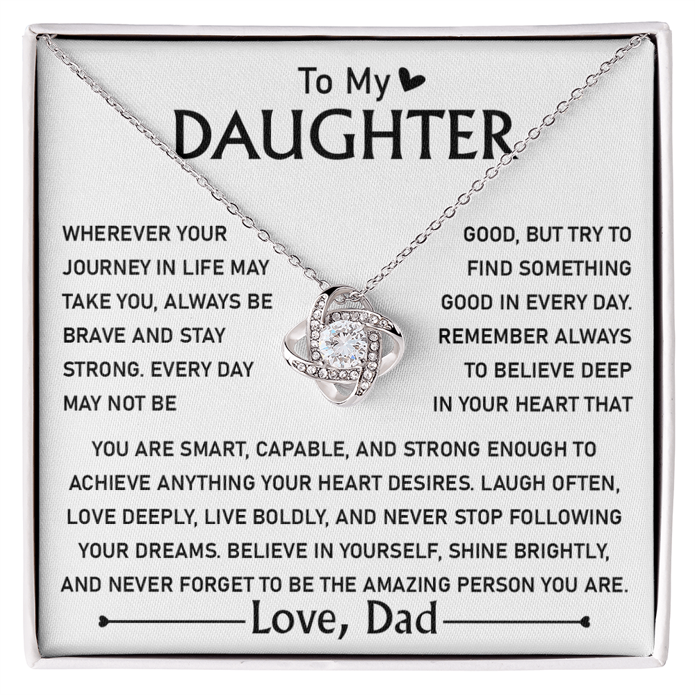 To My Daughter  Love Knot Necklace Gift With Heartfelt Message Card