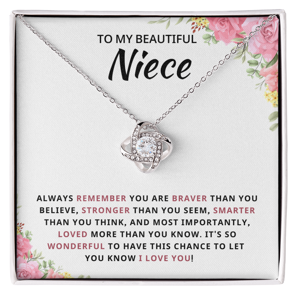 To My Beautiful Niece - Keep Me in Your Heart - Love Knot Necklace