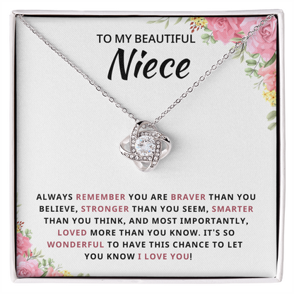 To My Beautiful Niece - Keep Me in Your Heart - Love Knot Necklace